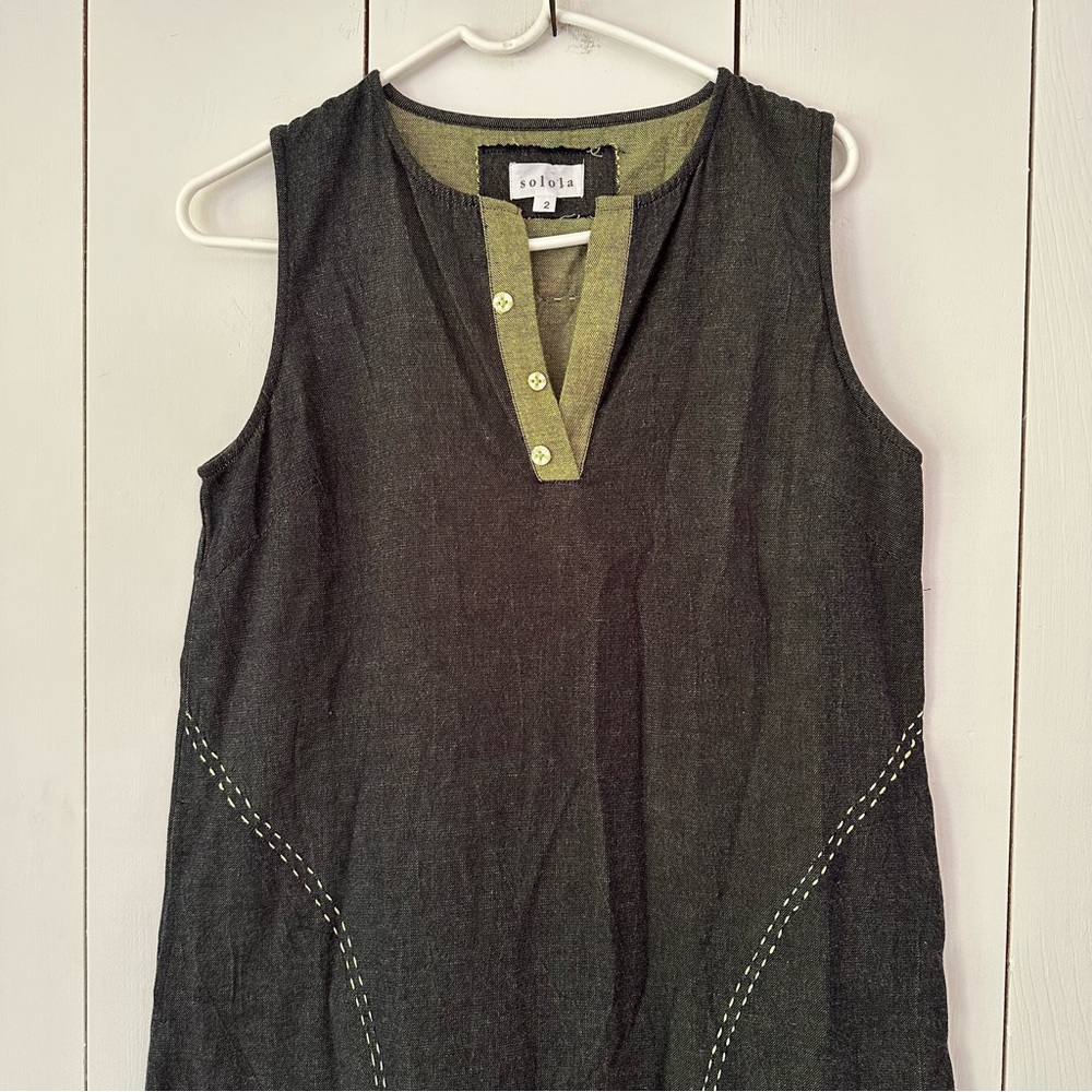 Solola Paris Sleeveless Maxi Dress Sz M Cotton Artsy Lagenlook Steampunk - Picture 4 of 11